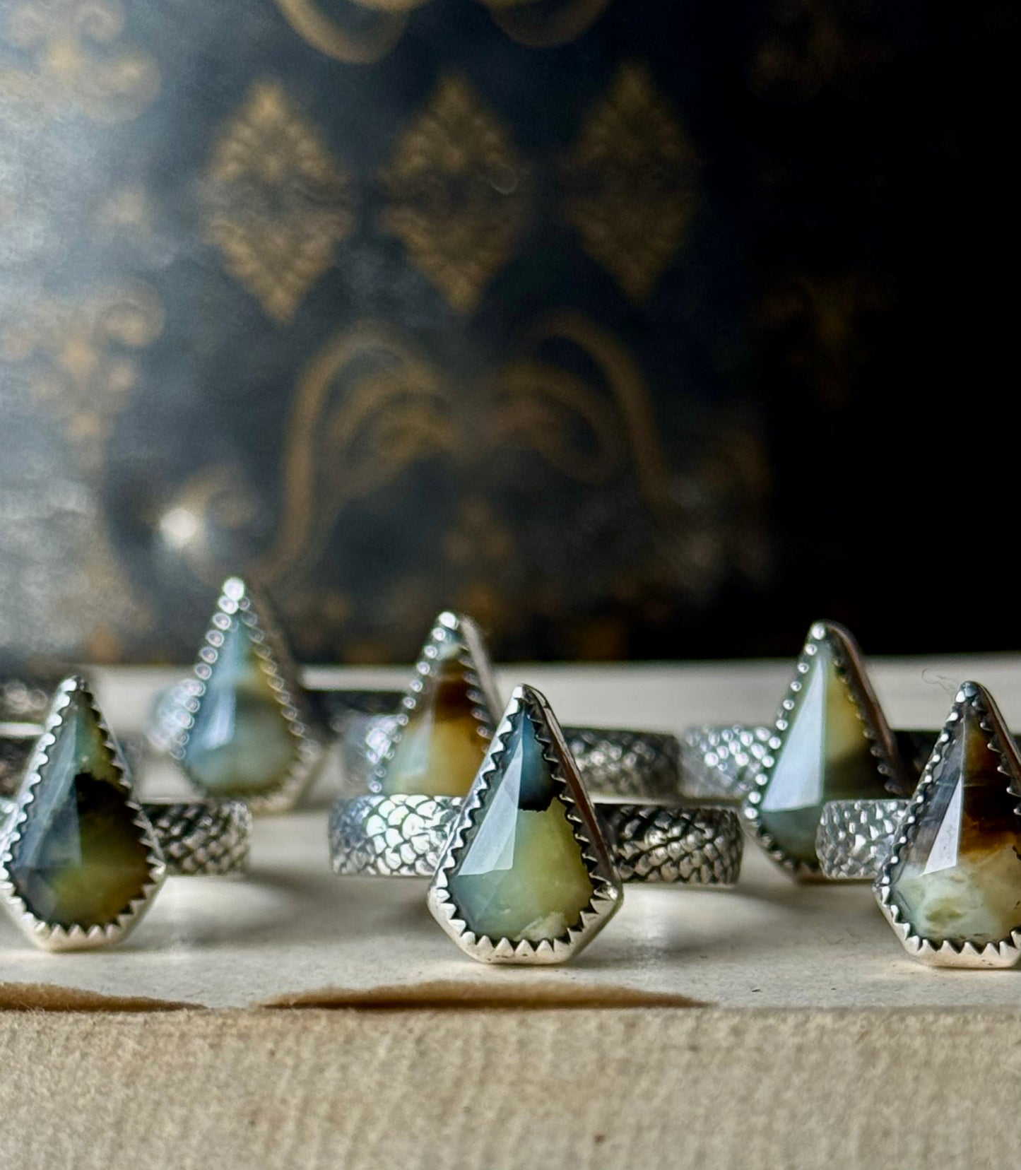 Yellow Opal Fang Rings
