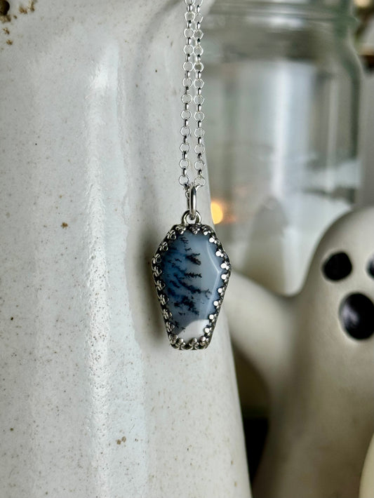 Smaller Dendritic Opal Coffin Necklace
