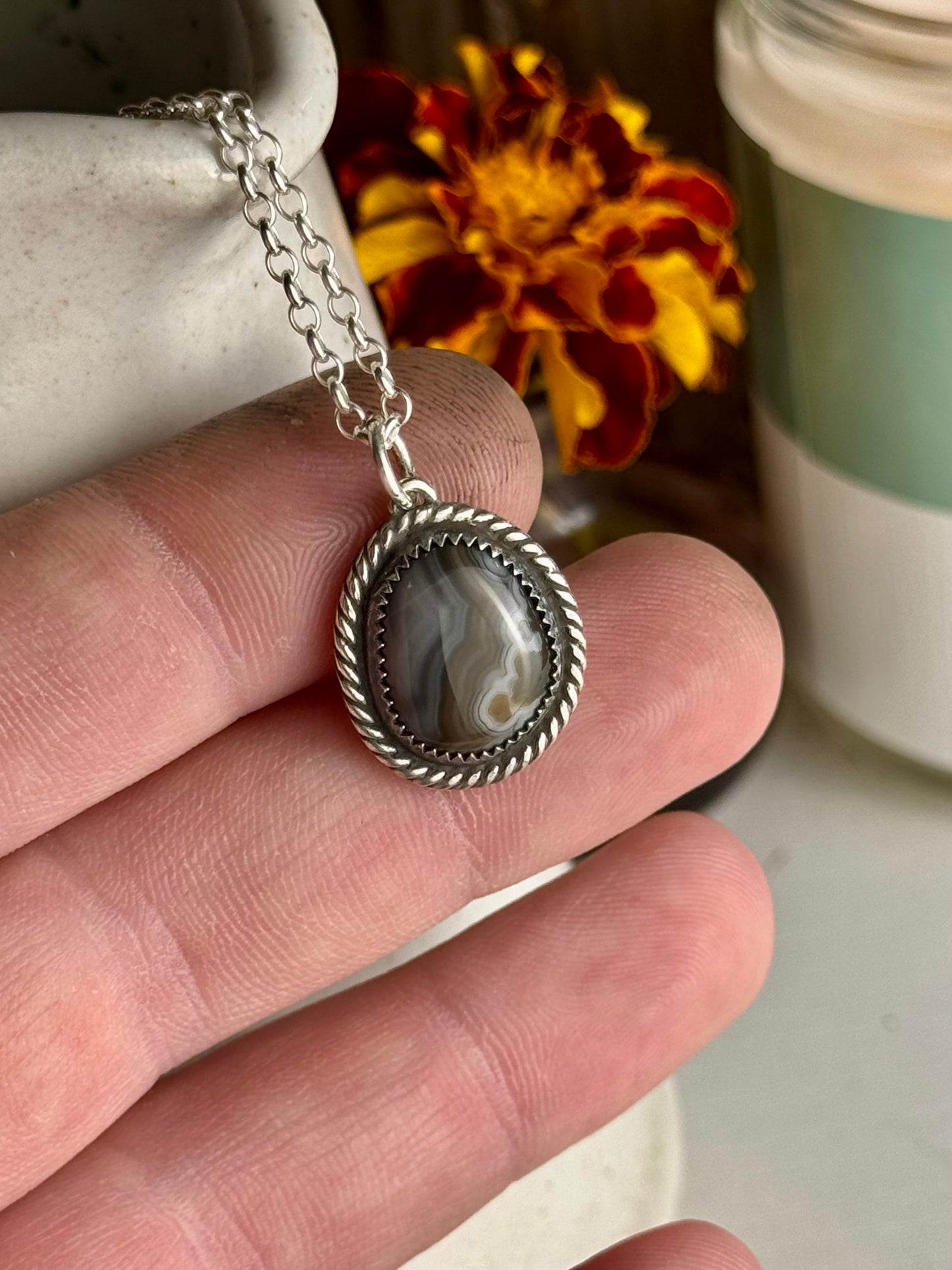 Grey Kentucky Agate Necklace