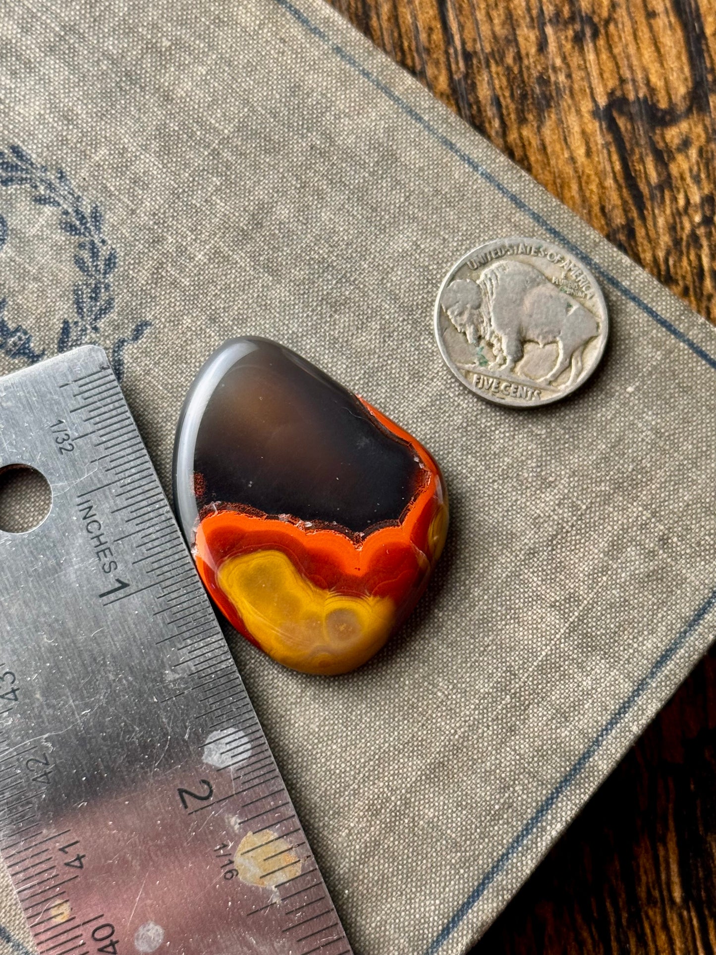 Large Red and Black Kentucky Agate Cabochon