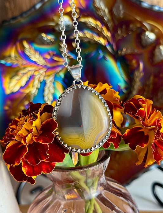 Large Yellow Kentucky Agate Open Back