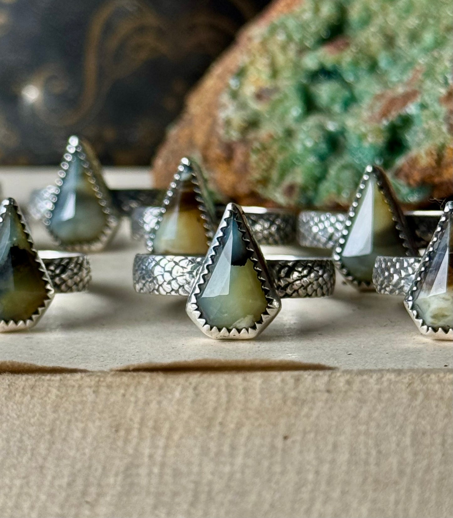 Yellow Opal Fang Rings