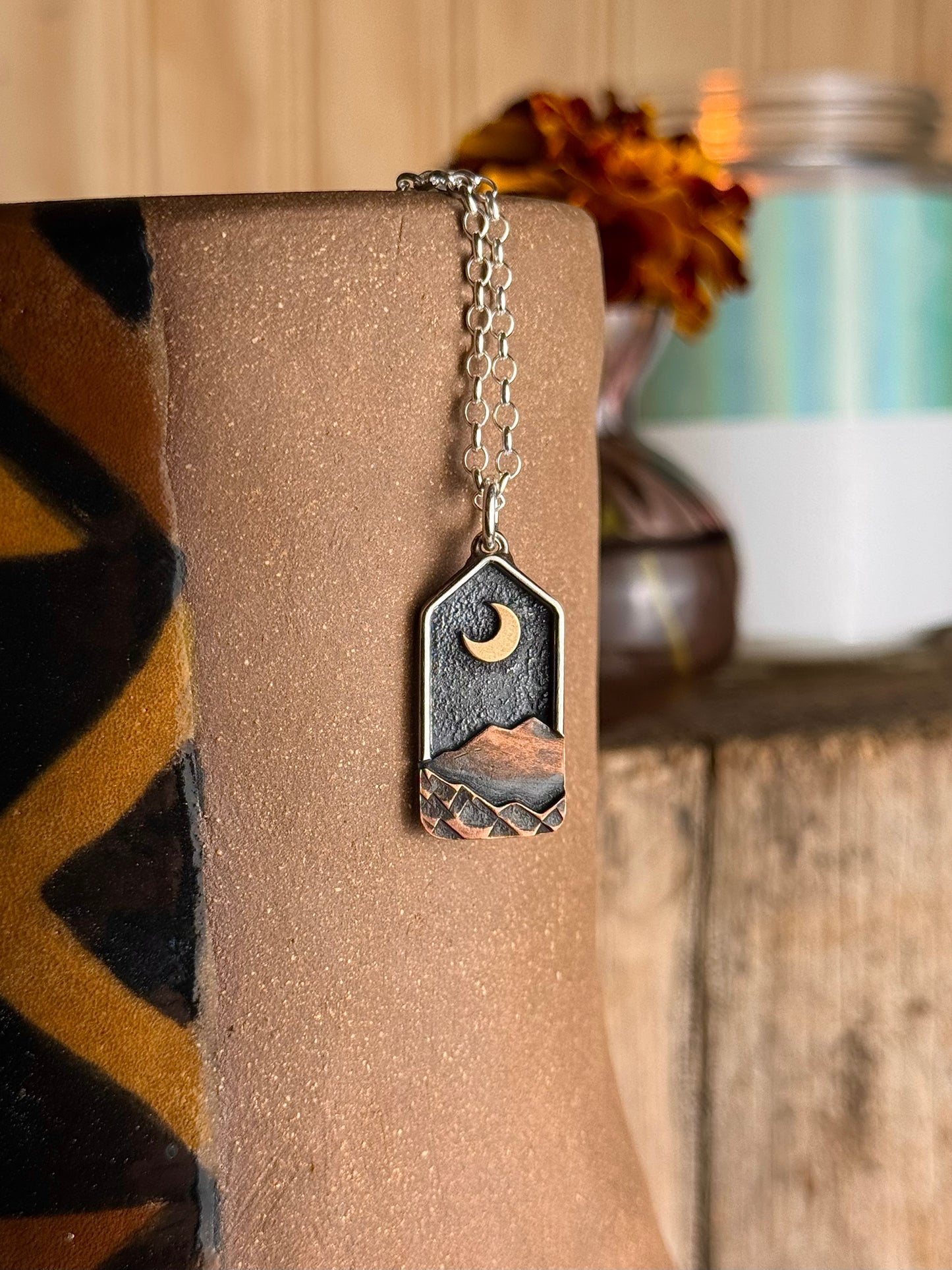 Appalachian Mountain Necklace Gold Moon