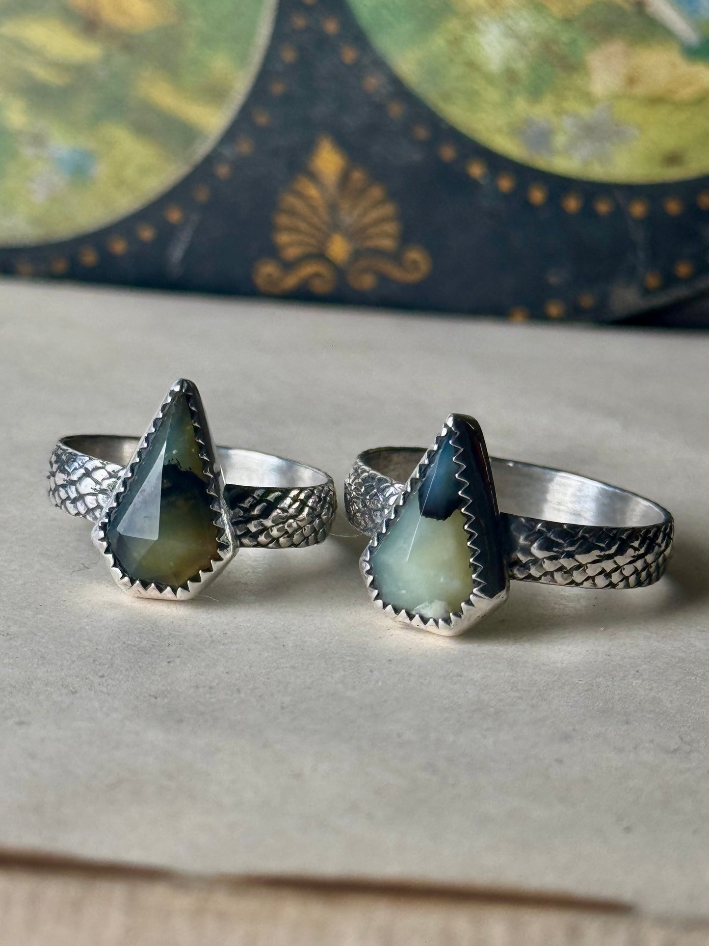 Yellow Opal Fang Rings