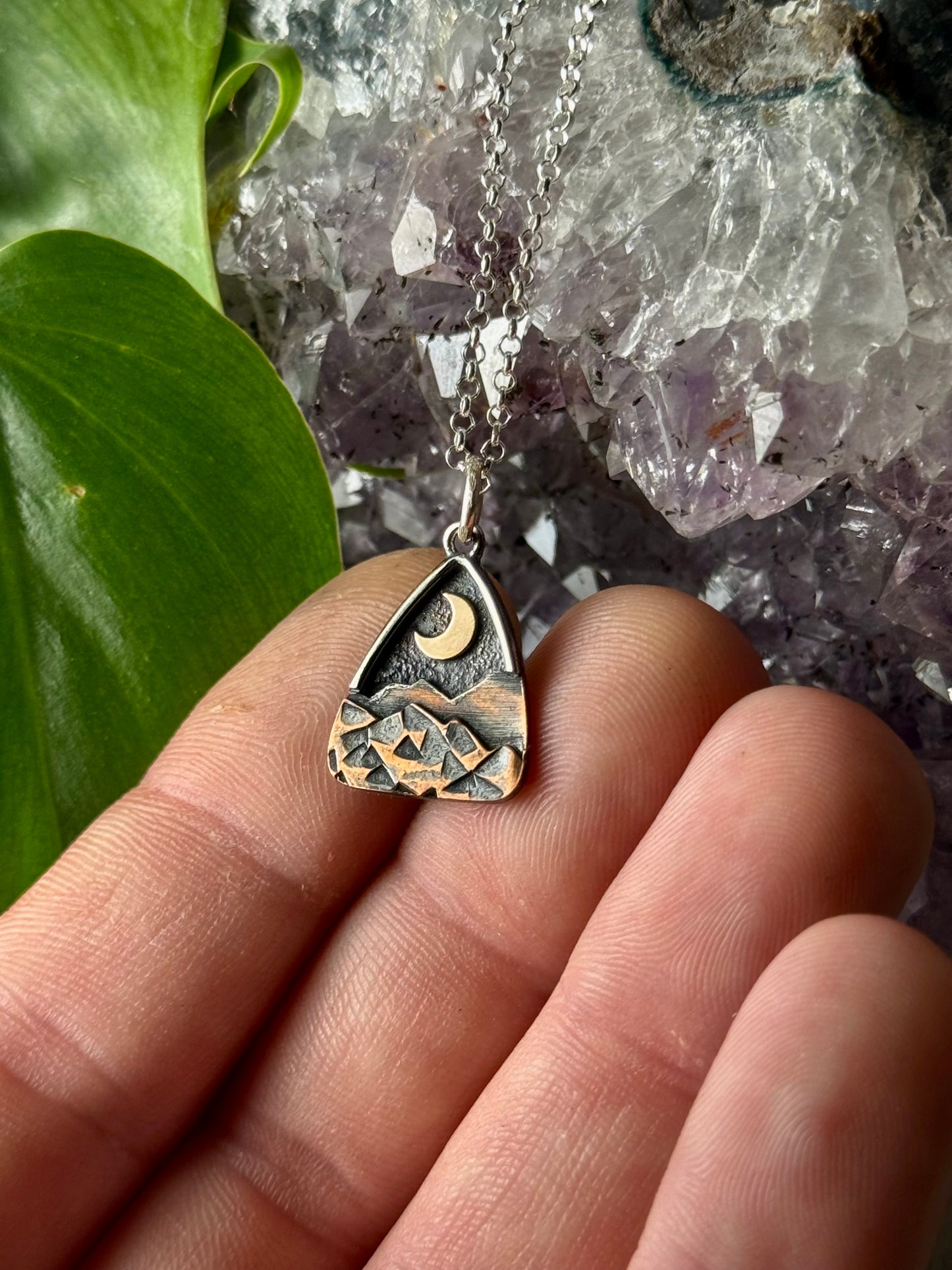 Gold Moon Arch Appalachian Mountain Necklace