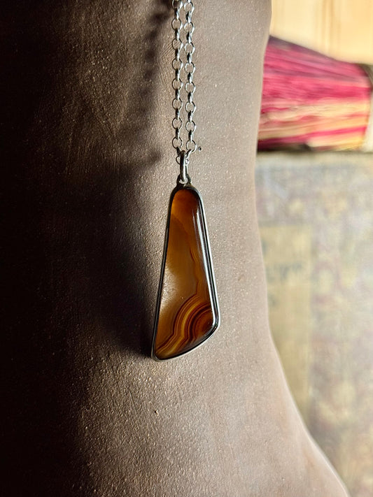 Brazilian Agate, Agate Necklace, Sterling Silver Handmade Necklace, Agate Pendant, Natural Stone Necklace, Agate Jewelry, Brazilian Necklace