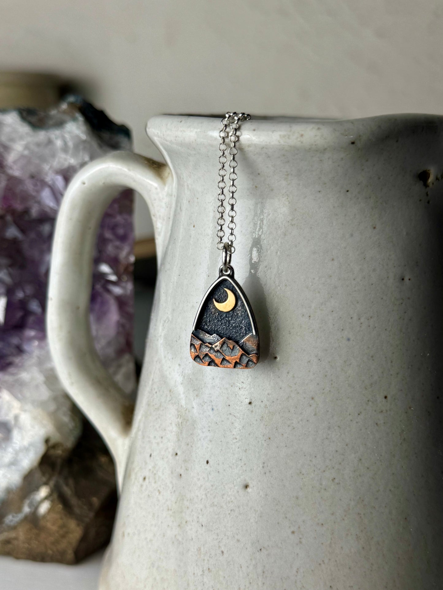 Gold Moon Arch Appalachian Mountain Necklace