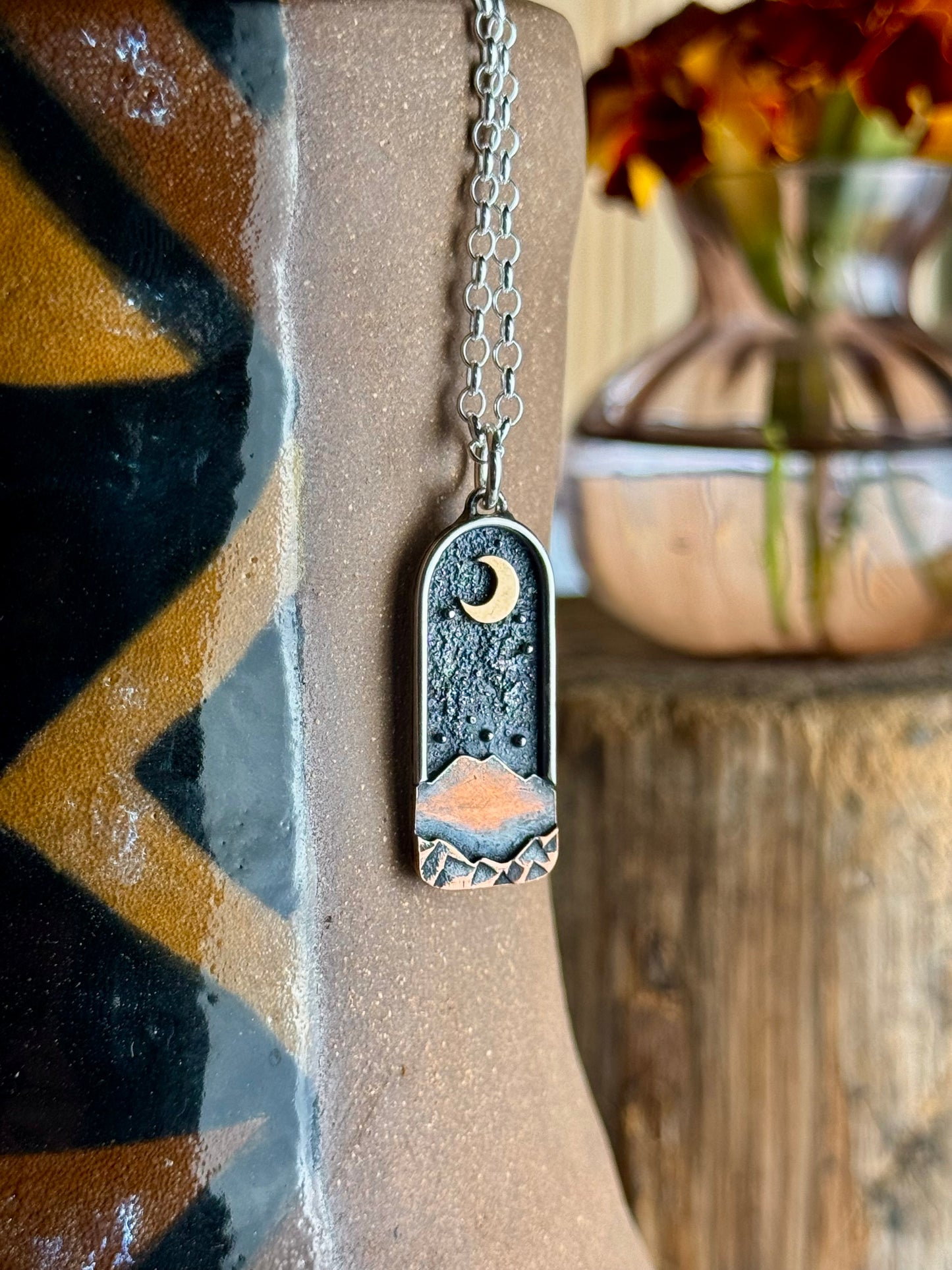 Appalachian Mountain Necklace Gold Moon