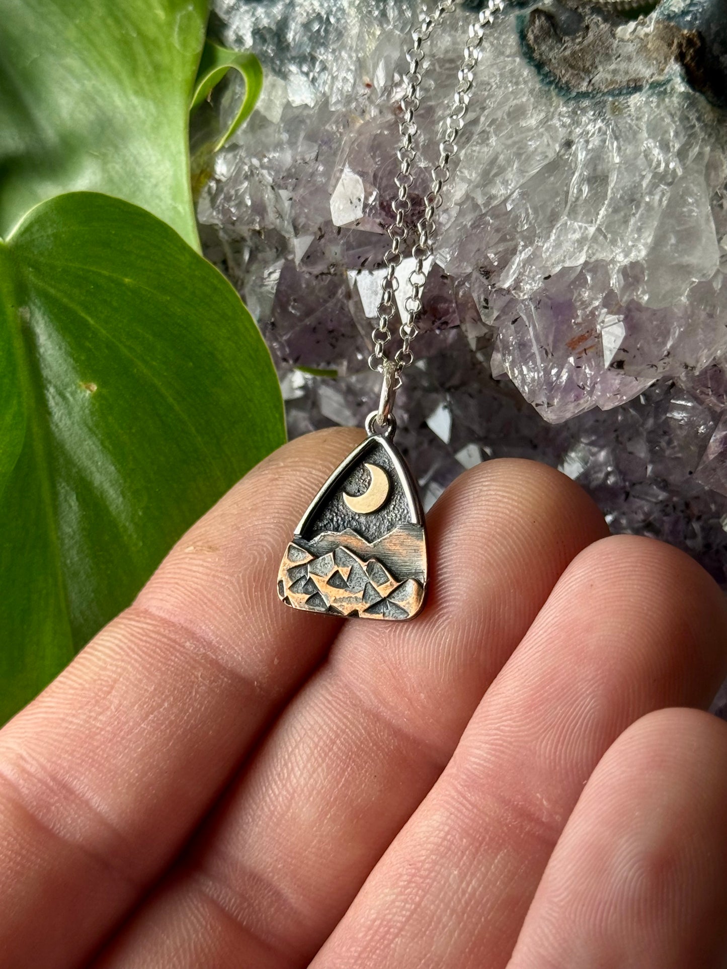 Gold Moon Arch Appalachian Mountain Necklace
