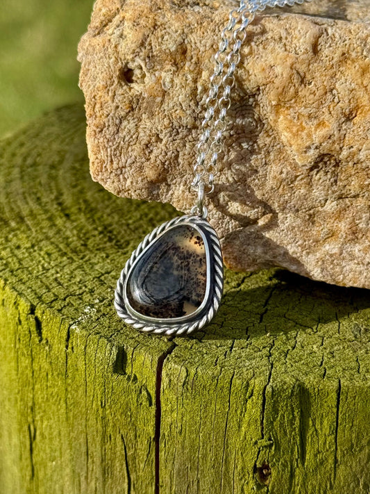 Montana Agate, Montana Agate Necklace, Handcrafted Natural Stone, Montana Agate Pendant, Agate Necklace, Sterling Silver