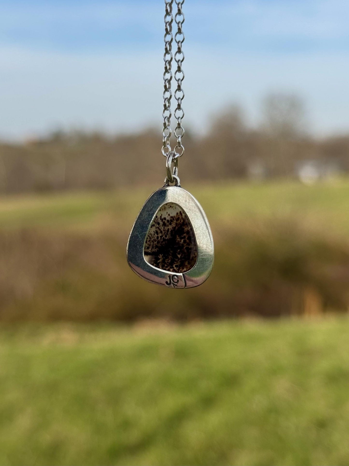 Montana Agate, Montana Agate Necklace, Handcrafted Natural Stone, Montana Agate Pendant, Agate Necklace, Sterling Silver