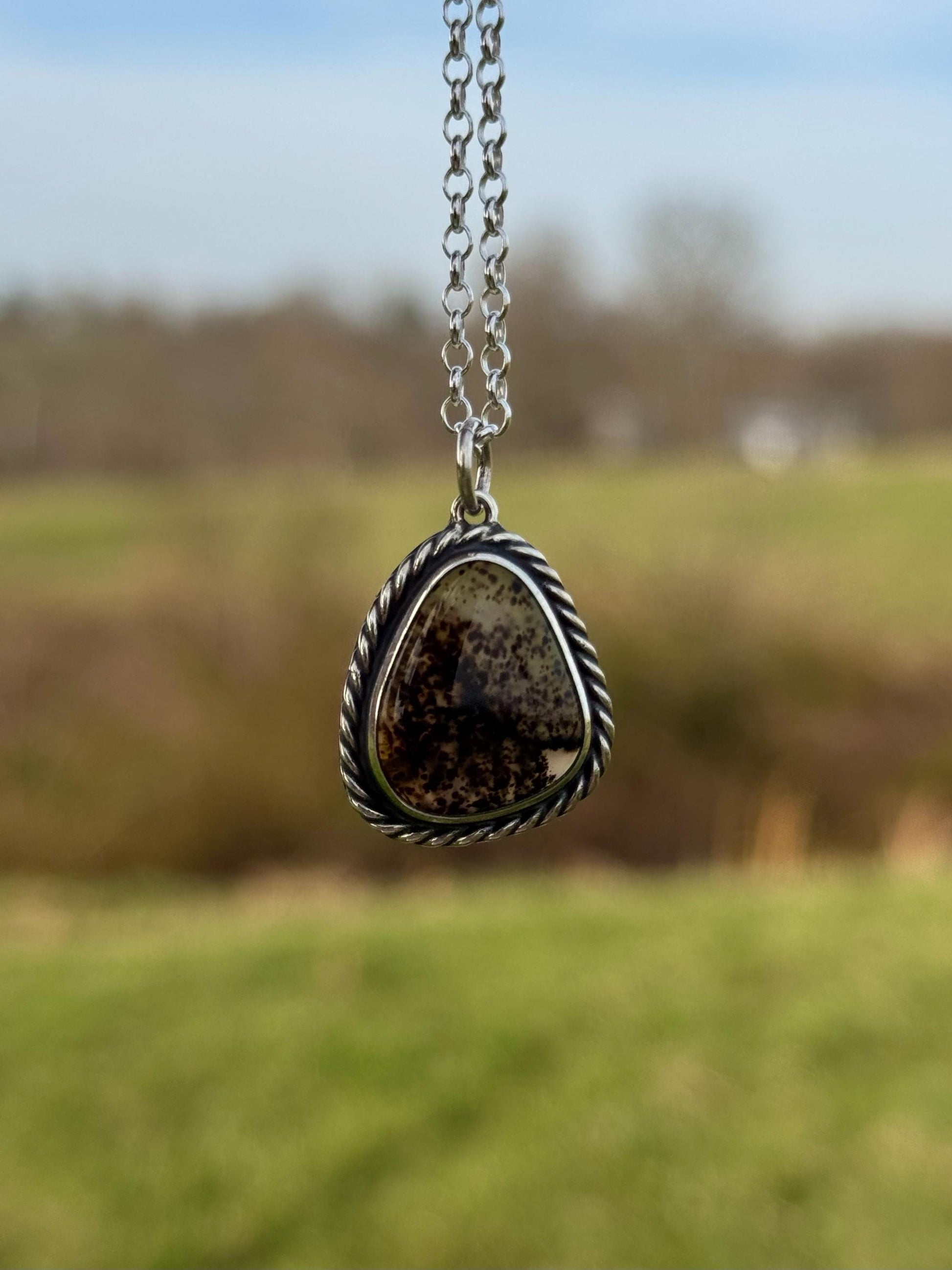 Montana Agate, Montana Agate Necklace, Handcrafted Natural Stone, Montana Agate Pendant, Agate Necklace, Sterling Silver