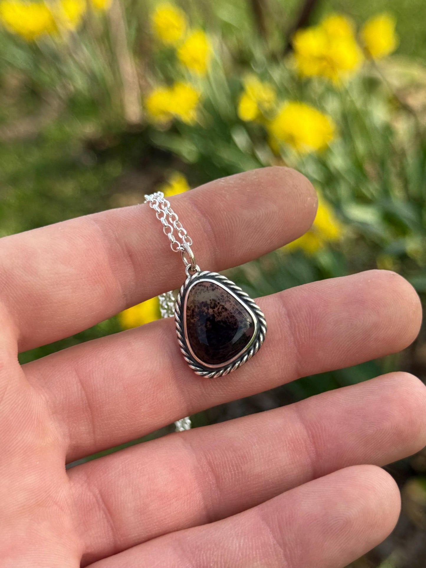 Montana Agate, Montana Agate Necklace, Handcrafted Natural Stone, Montana Agate Pendant, Agate Necklace, Sterling Silver