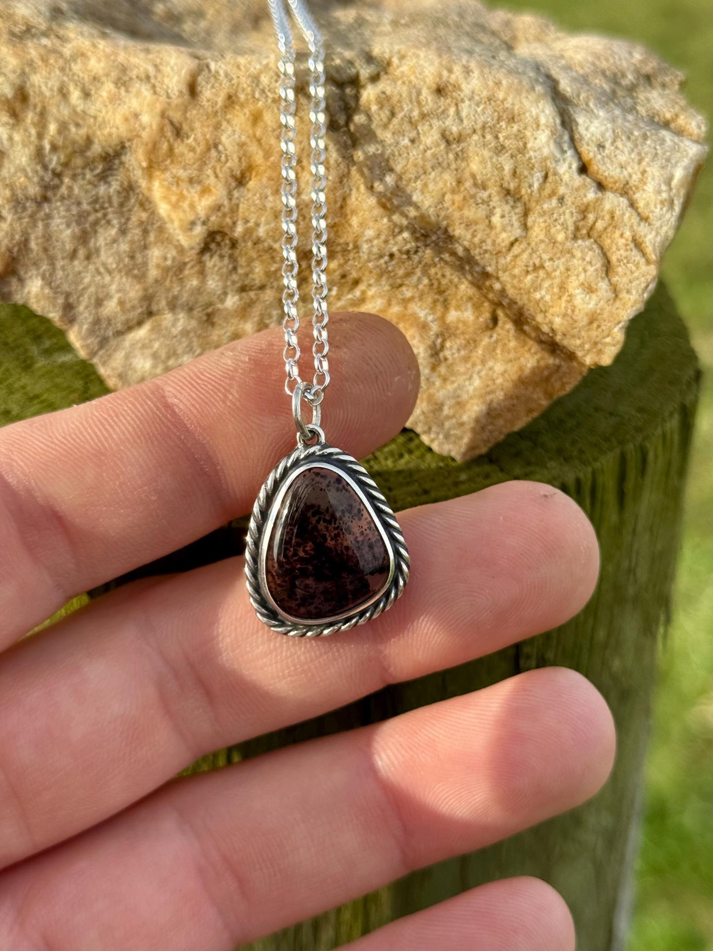 Montana Agate, Montana Agate Necklace, Handcrafted Natural Stone, Montana Agate Pendant, Agate Necklace, Sterling Silver